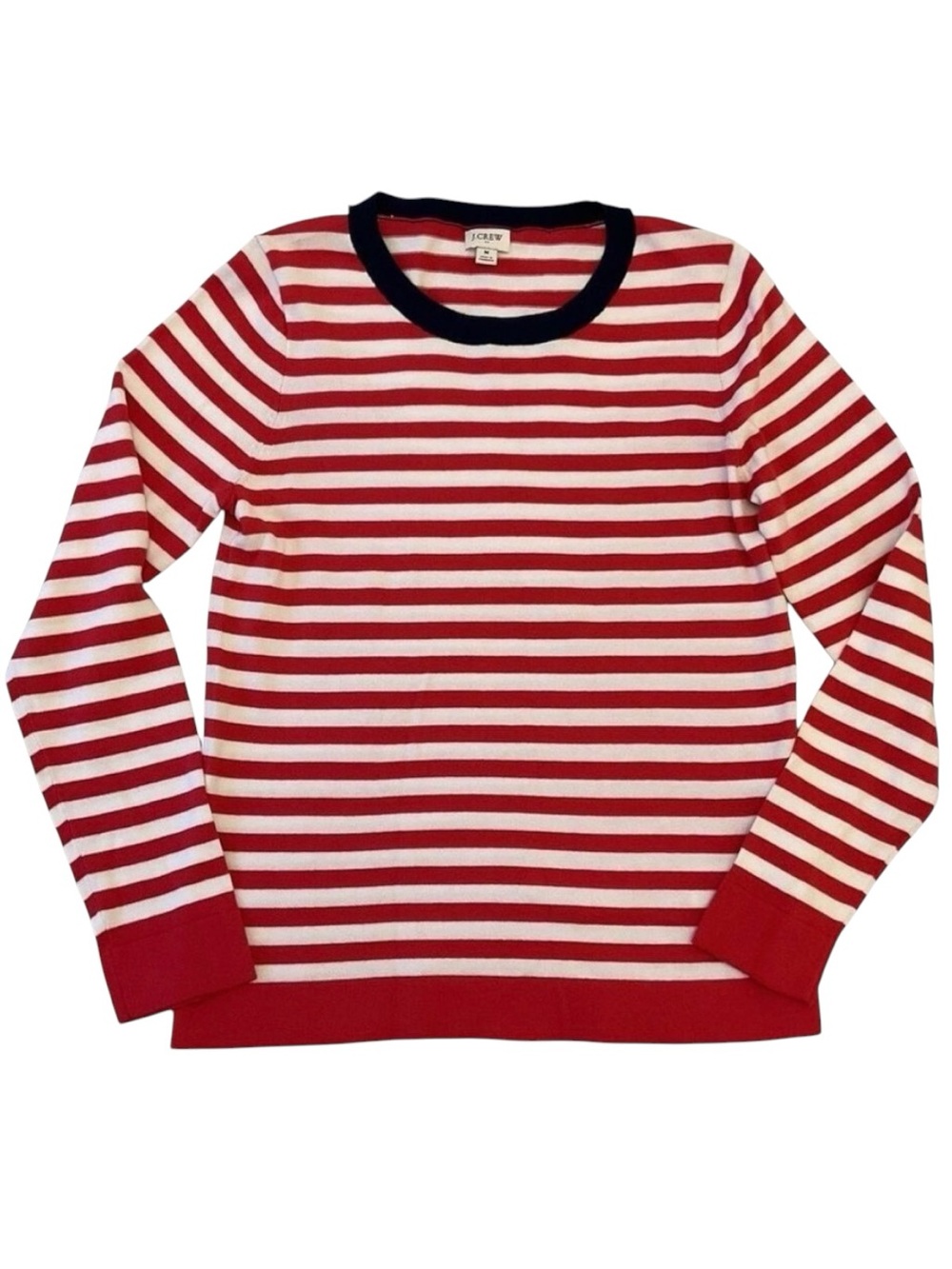 J.Crew knit sweater stripped sweater red white 100% lightweight cotton in medium